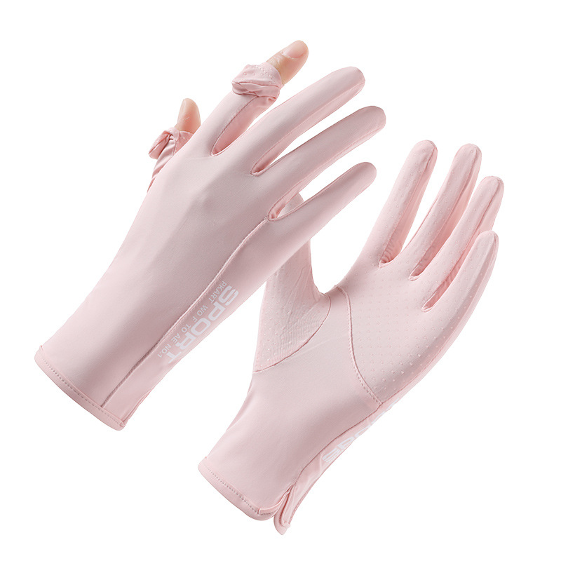 Guantes de protección solar, protección para mujer de verano, protección UV, conducción de seda de hielo, bicicleta eléctrica al aire libre, guantes cortos delgados image 7