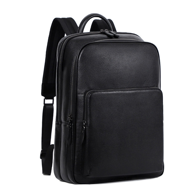 Ba lô nam da bò thật dung tích lớn 15.6 inch đựng laptop, túi du lịch 30×17×41 cm — Màu đen 1, Màu đen 2