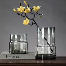 北欧简约现代轻奢透明水养玻璃花瓶富贵竹玫瑰客厅餐桌面摆件批发