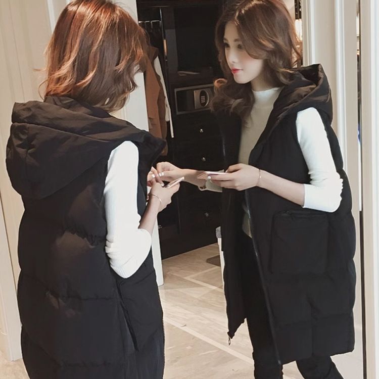 Mid-Length down Cotton Vest 2025 Autumn and Winter Plus Size Women's Vest Loose Waistoutwear Jacket Large Size Loose