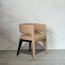 北欧意式餐椅现代简约舒适靠背化妆椅扶手椅售楼部酒店餐椅实木椅