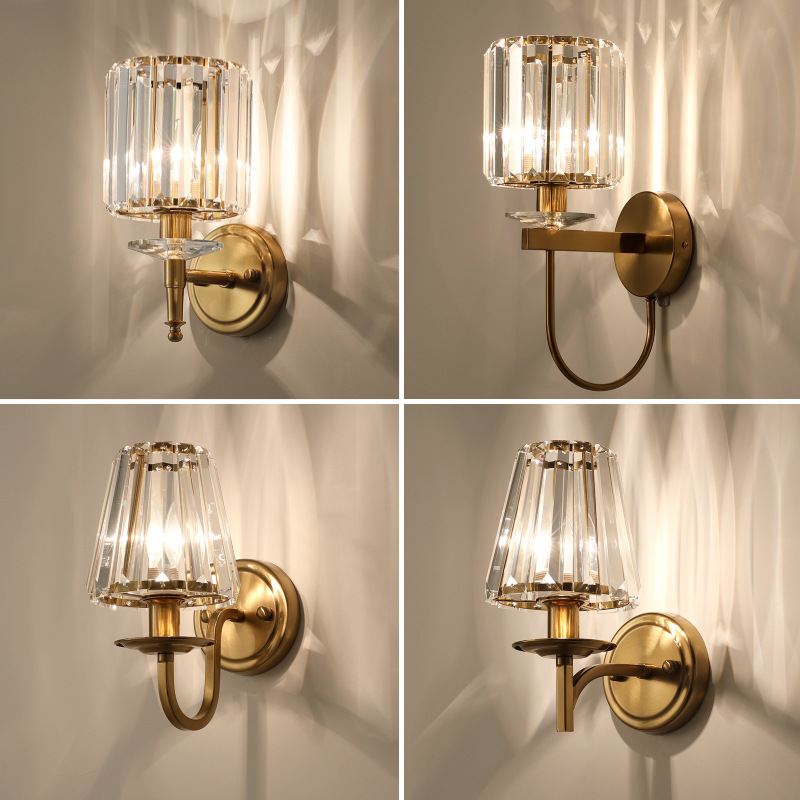 Cabecera de cama de cristal de pared de fondo fábrica moderna venta directa lámpara de pared directa sala de estar escaleras dormitorio fondo postmoderno americano