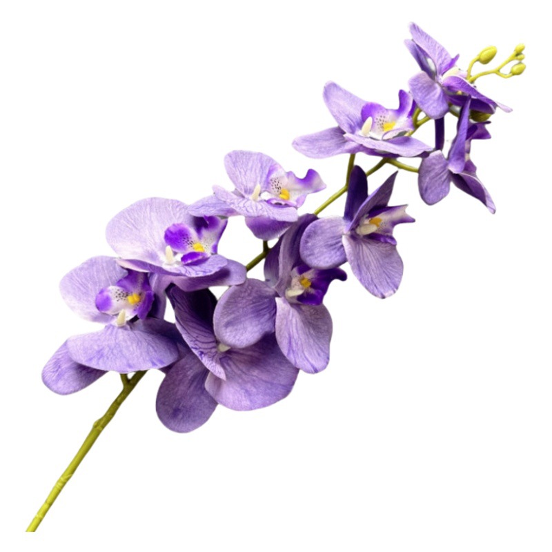 Orquídea artificial de seda recubierta de 9 cabezas impresa en 3D, arreglo de decoración para bodas y hogares, adornos de flores falsas al por mayor