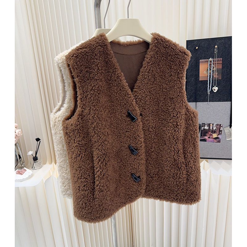 Real Fur Vest for Women 2025 Winter New Style Sheep Shearling Fur One-Piece Lamb Hair Vest Vest Korean Style Jacket