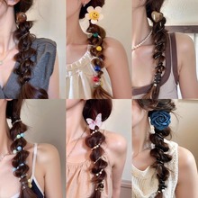 时尚气质泡泡辫头绳发圈女新款高级感发饰简约马尾编发电话线皮筋