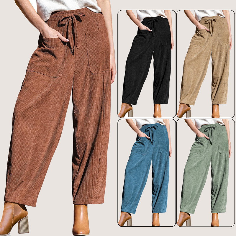 2025 Amazon Women's Corduroy Pants Loose Wide Leg Pants Casual Elastic Waist Palace Harem Pants with Pockets 2025 Amazon Women's Corduroy Pants Loose Wide Leg Pants Casual Elastic Waist Palace Harem Pants with Pockets