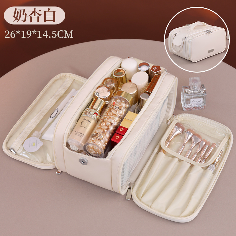 Amazon nueva división multicapa bolsa de maquillaje de gran capacidad portátil de viaje cepillo de maquillaje portátil bolsa de almacenamiento de maquillaje