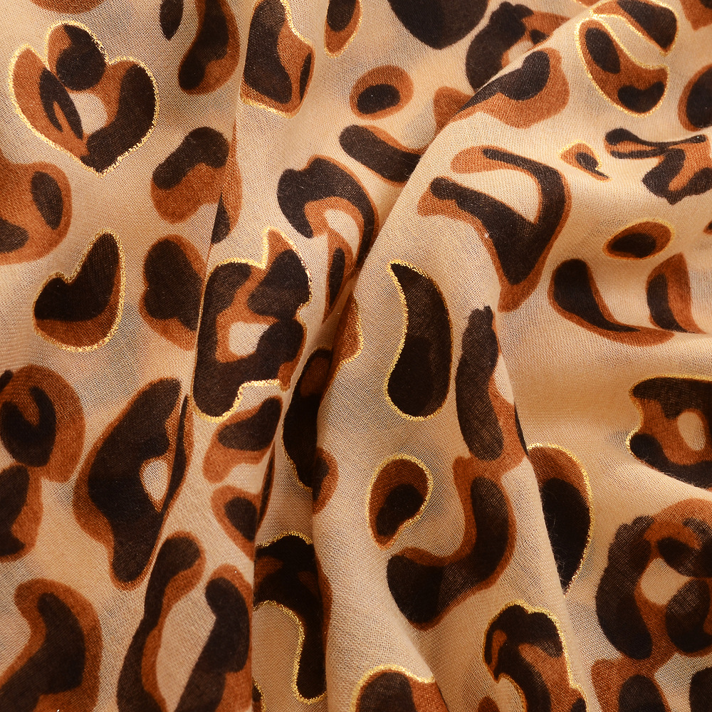 Moda estilo europeo y americano estampado de leopardo bronceado algodón y lino sensación bufanda de seda de moda todo fósforo bufanda grande viaje protector solar Toalla de playa para las mujeres
