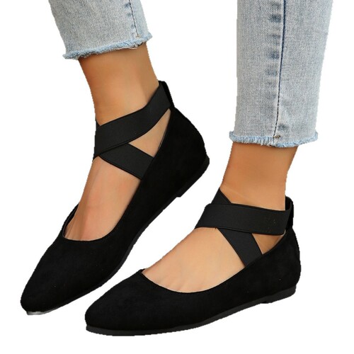 2025 Plus Size Western Autumn Elastic Round Head Low-Top Flat Slip-On Ankle Boots for Women