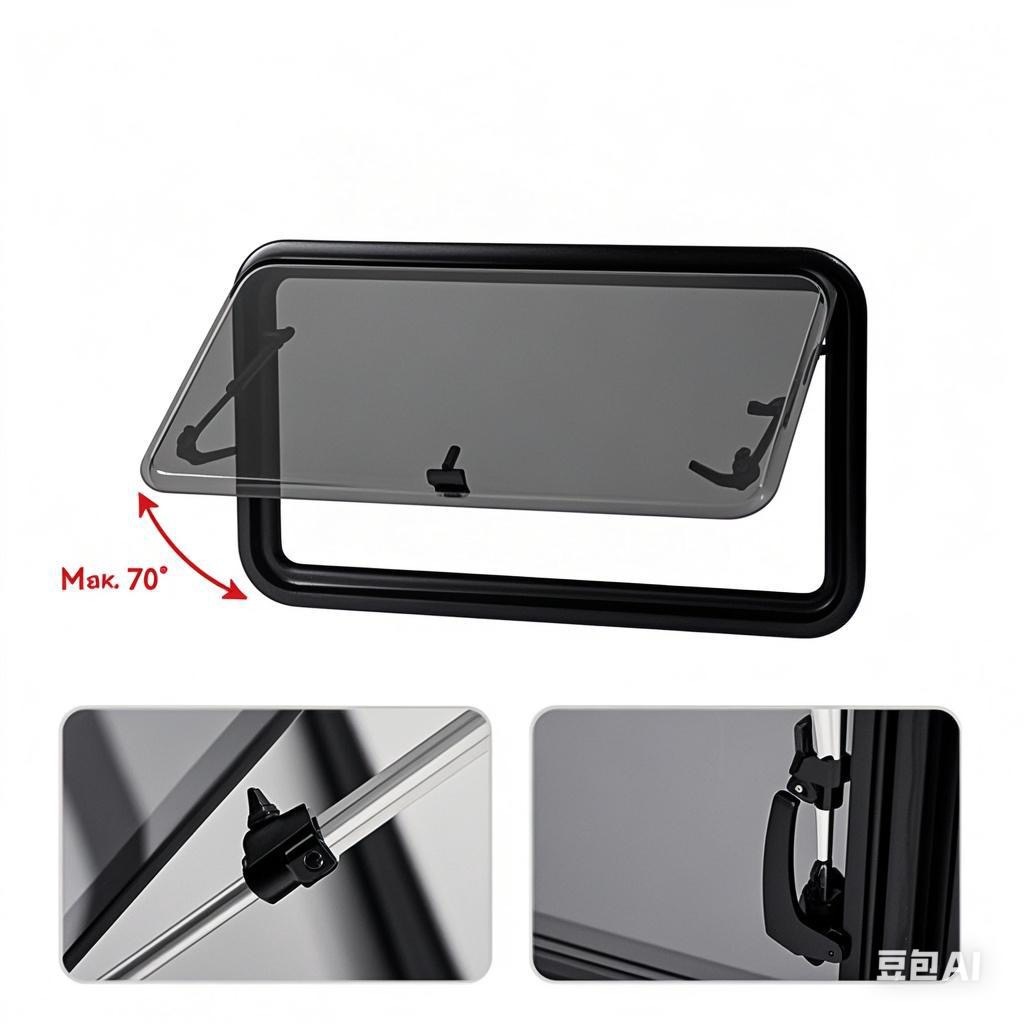 Serie MD-JPR70, esquinas redondeadas, una pieza de metal, persiana enrollable, accesorios para ventanas de RV