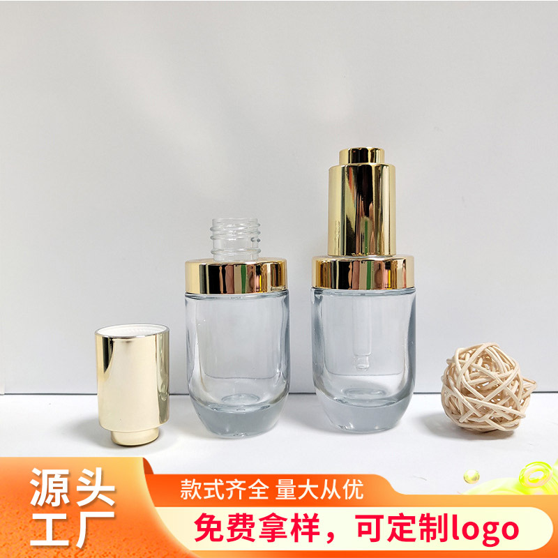 现货供应30ml精油瓶 电镀玻璃滴管瓶 旅行分装瓶精华液乳液瓶包材