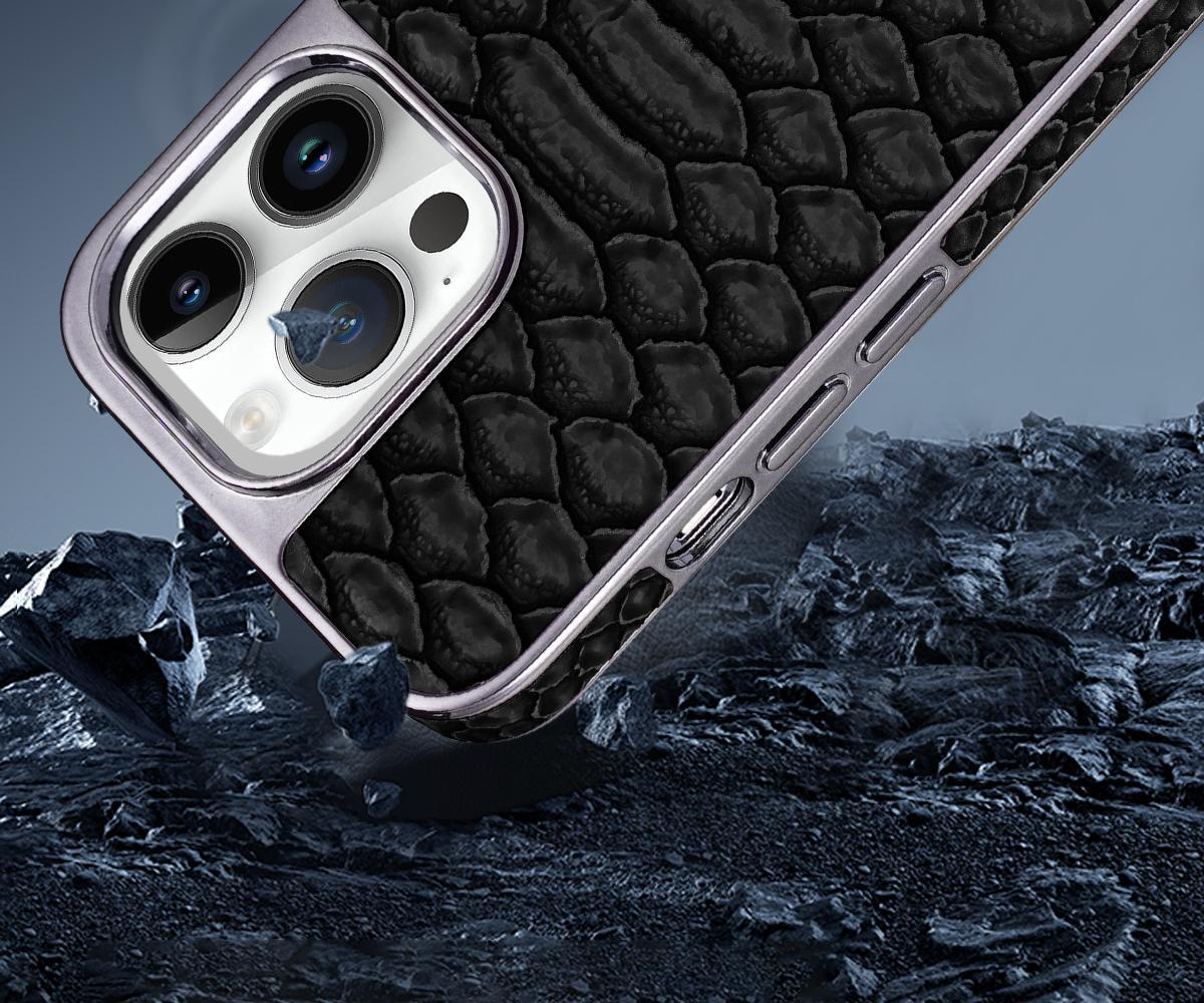 Ốp lưng điện thoại Apple 16 Pro Max chống rơi toàn diện, chất liệu da, kiểu dáng sang trọng — [Đen] vân rắn ◆ Công nghệ mạ điện lỗ lớn, [Màu xanh lam] vân rắn ◆ Quy trình mạ điện lỗ lớn, [Màu nâu nhạt] vân rắn ◆ Quy trình mạ điện lỗ lớn, [Màu nâu sẫm] vân rắn ◆ Quy trình mạ điện lỗ lớn chi tiết 16