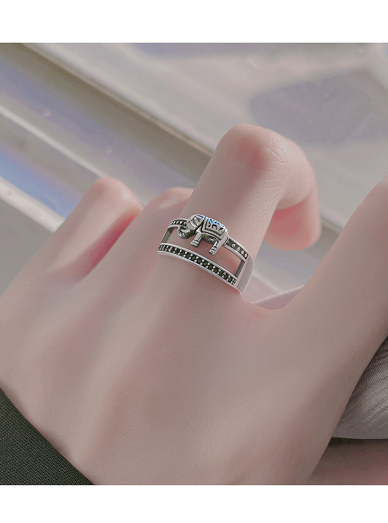 Vintage Elephant Ring For Women Minimalist Ethnic Open Ring_voghion.com