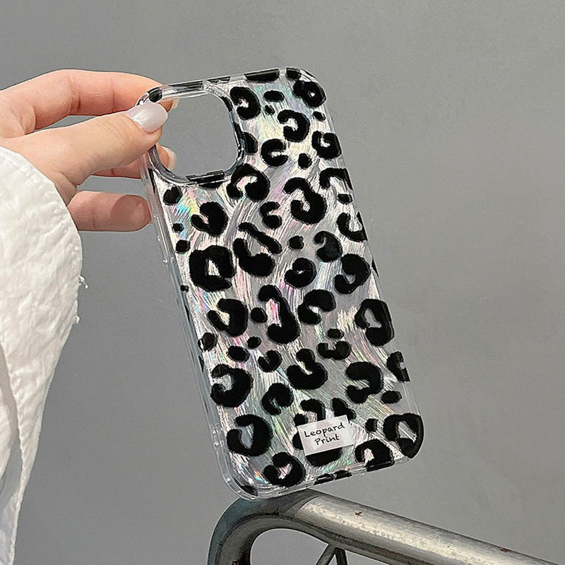 Hot Girl Black Leopard Print Suitable for Iphone17Promax Apple 14 Laser Mobile Phone Case 12/13 Feather Yarn Case 16 Hot Girl Black Leopard Print Suitable for Iphone17Promax Apple 14 Laser Mobile Phone Case 12/13 Feather Yarn Case 16