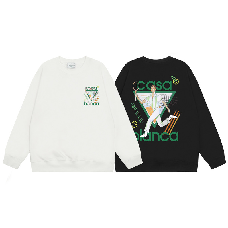 Foreign Trade Cross-Border Carblanca Casabaranca Athlete Tennis Men's and Women's Long-Sleeved Loose Sweatshirt Trendy Brand