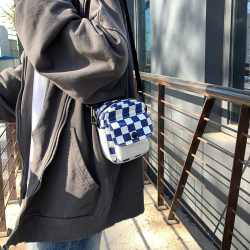  plaid single shoulder new canvas small bag women's bag new version Harajuku girl soft-hearted girl trend crossbody bag