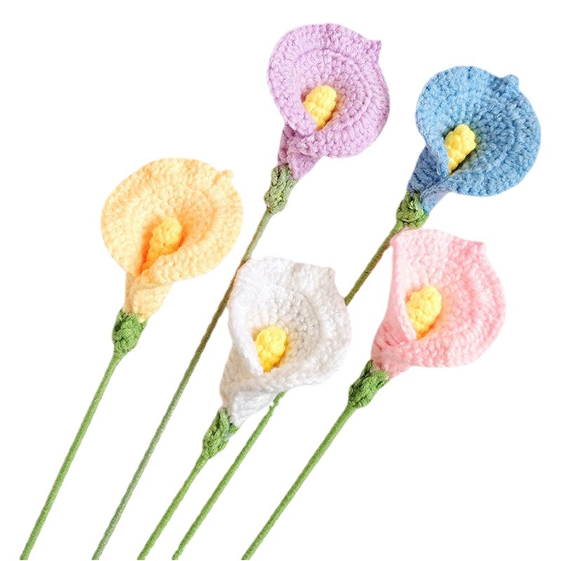 Flor de lana tejida a mano ramo de punto acabado flor artificial Manzanilla Rosa decoración artificial amante Halloween