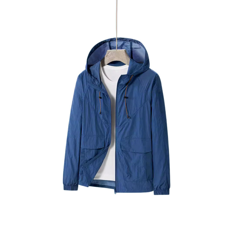 2024 hielo secado rápido chaqueta de protección solar de verano hombre encapuchado chaqueta delgada al aire libre permeable chaqueta de protección solar de hombre y mujer