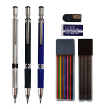 跨境2B按动铅笔素描绘画工具书写自动铅笔黑色铅芯彩色铅笔芯套装