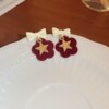 Red silver needle, retro demi-season earrings from pearl with bow, silver 925 sample, wide color palette