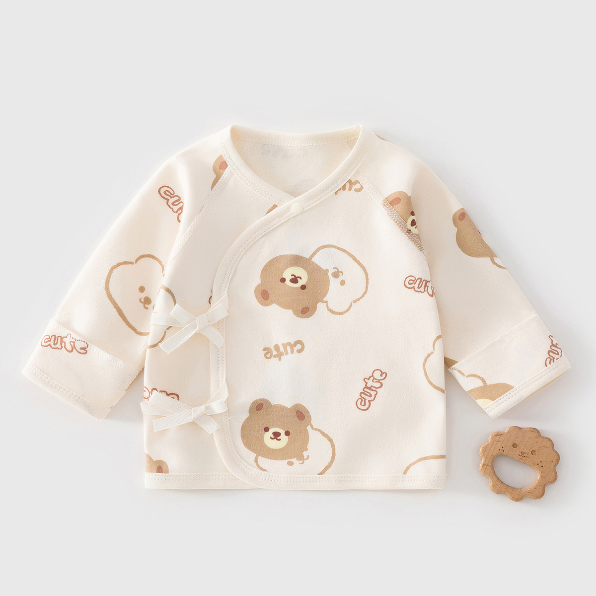 Newborn Baby Half-Back Shirt, Spring and Autumn Clothing, Size 52, Maternity Ward Robe, Newborn Baby Top, Pure Cotton, Class a