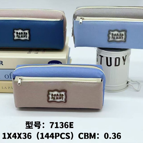 Bolsa de lápices al por mayor Bolsa de lápices de doble capa de gran capacidad simple de dibujos animados Bolsa de papelería de moda de tela Oxford Bolsa de almacenamiento de lápiz lindo