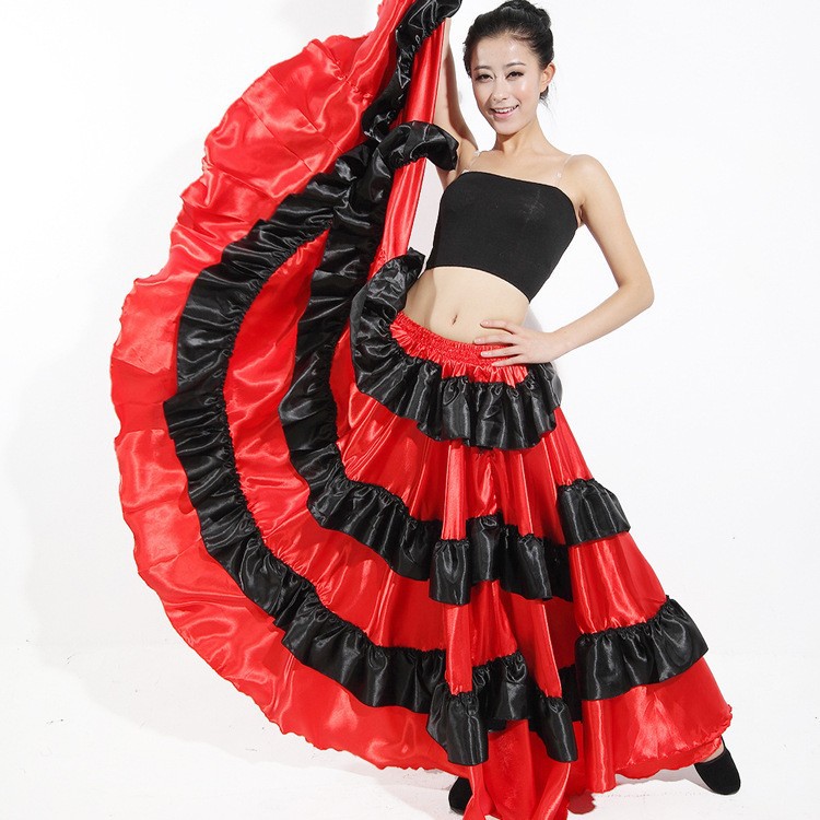 Spanish bullfighting dance skirt belly dance skirt big swing skirt opening dance performance costume Latin skirt