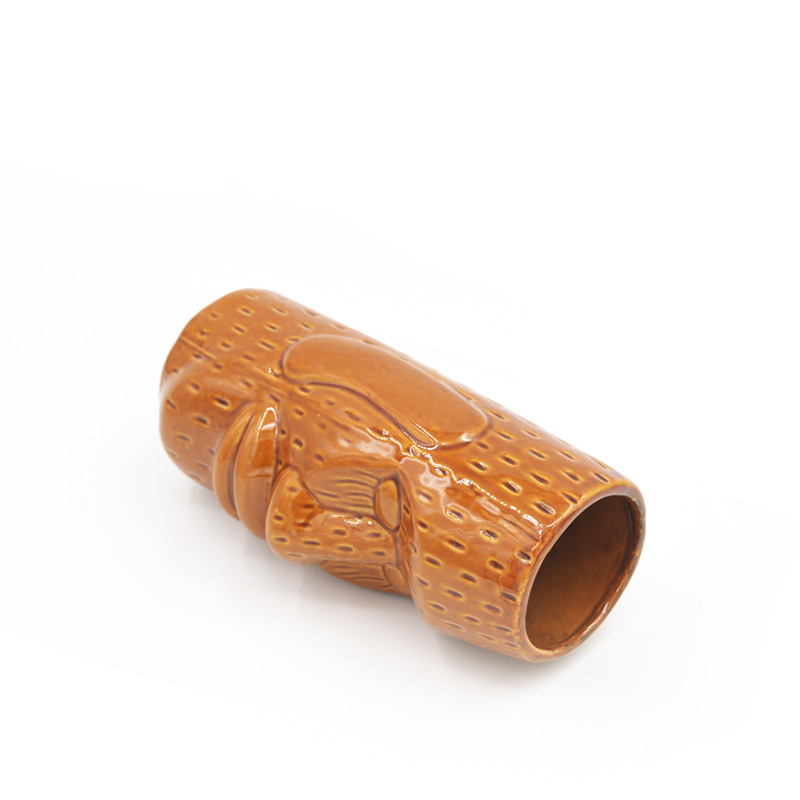 Taza Tiki cuidadosamente seleccionada, taza para cócteles hawaianos, taza TIKI, copa de vino, taza de cerámica con diseño de la estatua de la Isla de Pascua, taza para whisky