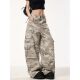 High Street Retro Camouflage Cargo Jeans for Women Summer New Loose American Casual Sports Straight Long Pants Trendy