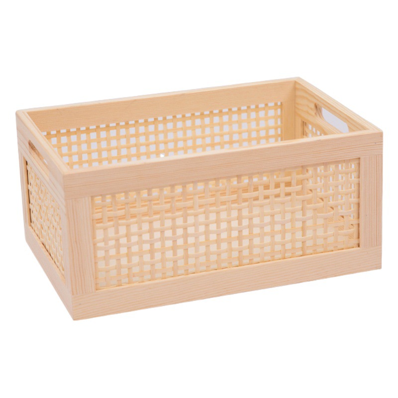Canasta de almacenamiento de ratán de escritorio de madera maciza transfronteriza bambú tejido pasillo caja de llaves cajón de la sala de estar caja de artículos diversos de almacenamiento hueco
