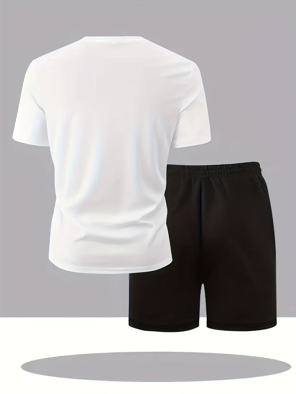 Transfronterizos de tamaño europeo de verano nuevo estilo de seda de hielo casual al aire libre moda camiseta de manga corta y pantalones cortos ropa deportiva de secado rápido