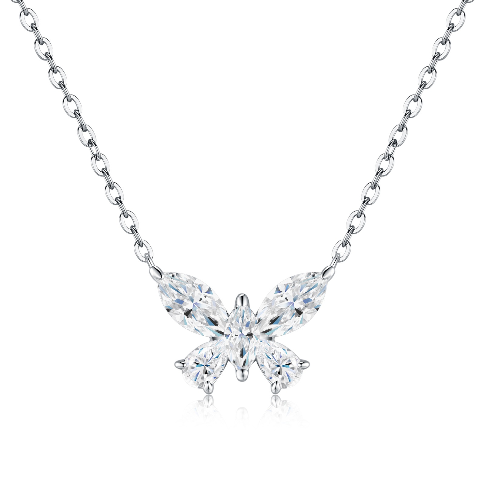 Cross-Border Fashion Personalized Butterfly Flower Collarbone Chain 925 Silver Live Streaming Best-Seller Fine Craftsmanship Light Luxury Premium Chinese Style Necklace