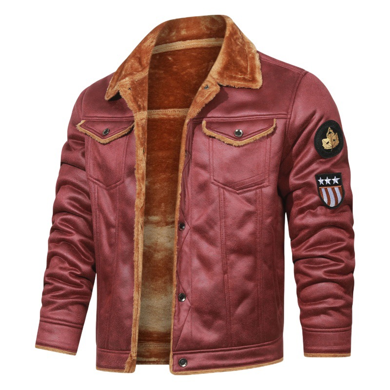 2019 transfronterizo invierno Amazon AliExpress piel integrada europea y americana engrosada vuelo Chaqueta de algodón acolchado chaqueta de la motocicleta de los hombres