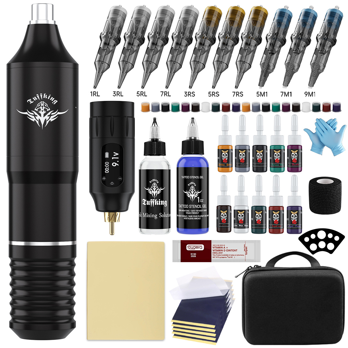 Máquina de tatuaje traje de tatuaje Tuffking caliente transfronteriza conjunto completo de herramientas tatuaje pluma traje máquina de tatuaje