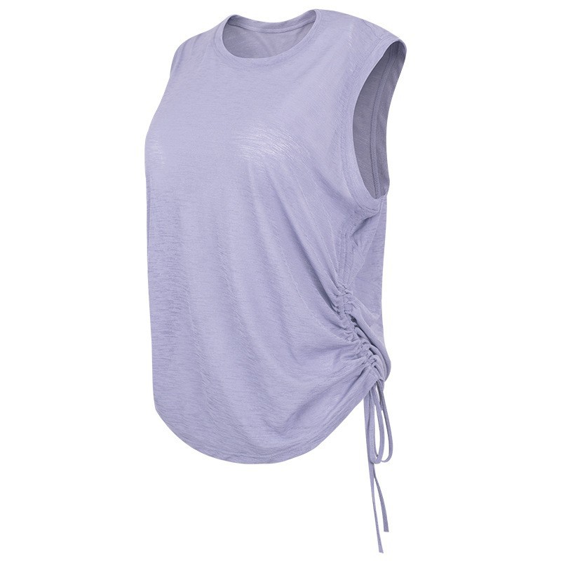 Cross-border Loose Casual Yoga Clothes Blouse Drawstring Sleeveless Top Running Training Outer Wear Thin Summer Fitness Clothes