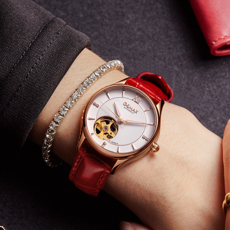 Mechanical Watch for Women, Waterproof Watch, Fashionable Leather Strap Watch, High-End Women's Watch, Swiss Fully Automatic Luminous Waterproof Women's Watch