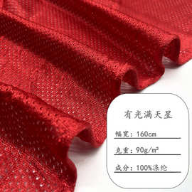 75D有光满天星网布全涤经编丝光网眼布料运动服球服里料 现货批发
