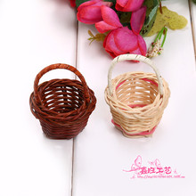 藤编迷你手提篮田园风家具装饰摆件摄影道具小件杂物花篮批发