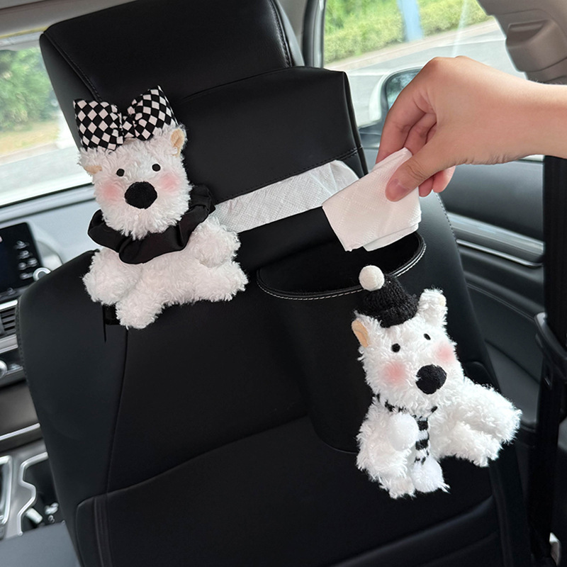 West Highland car tissue box for the front and back seats, tissue bag for the car interior, cute tissue storage bag for girls