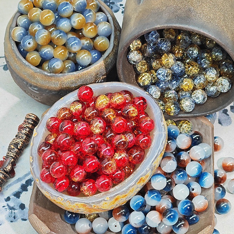 8/10mm黑神话悟空色周边琉璃玻璃珠子DIY串珠手链项链散珠隔珠配