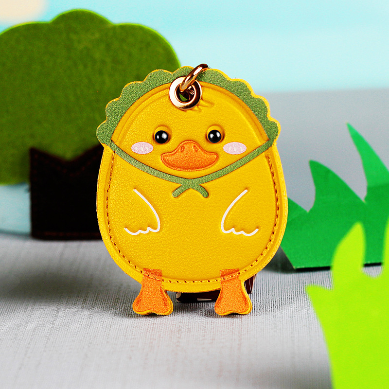 Cartoon Duck Keychain Campus Community Access Card Protective Cover Exquisite Gift Pendant Bag Leather Keychain