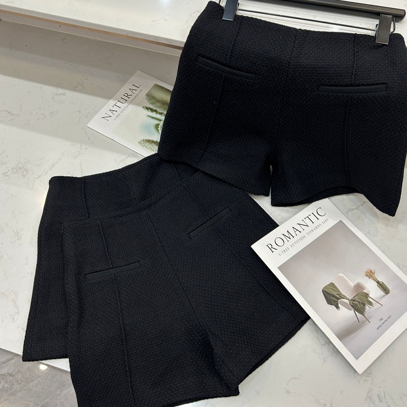[in Stock] H Brand Autumn and Winter Wool Blend French Classic Versatile Black High-Waisted Suit Shorts