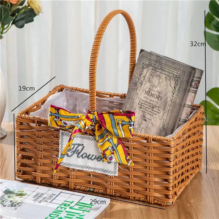 직사각형 가죽바구니(리본 제외)