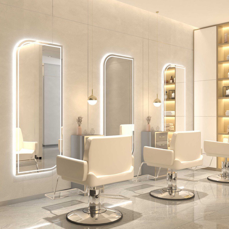 eQp Barberie Red espejo simple tipo de pared belleza mirror salón de belleza espejo unilateral banda de moda image 14