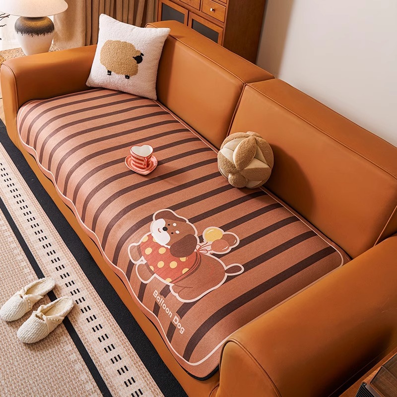Cojín de sofá de dibujos animados de forma especial 2025 nuevo estilo Four Seasons Universal Una cubierta de tela antideslizante de fila recta de chenilla