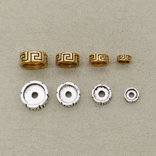 藏银长城纹隔片隔珠6/8/10/12mm回型车轮佛珠散珠垫片diy饰品配件