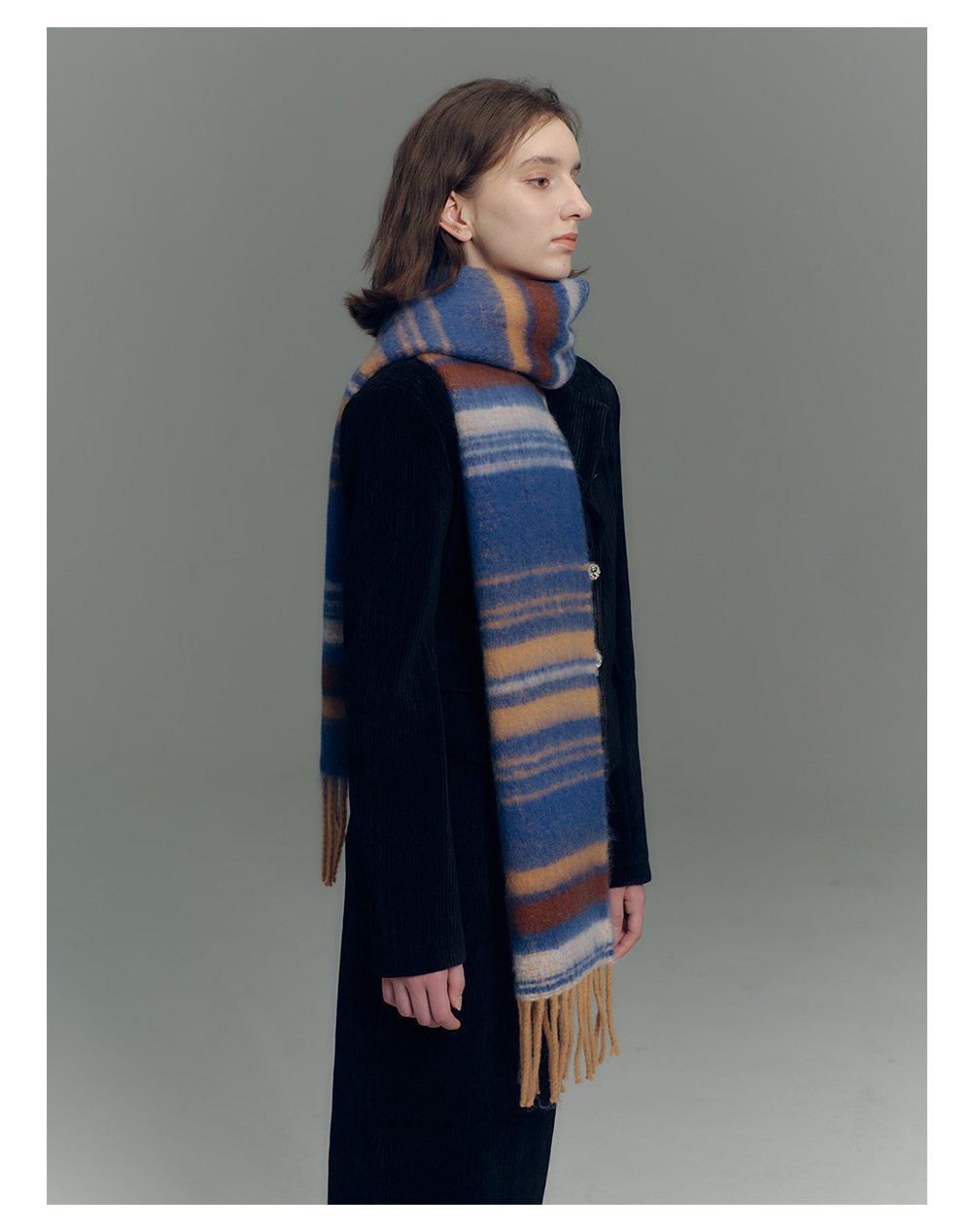 Sciarpa a righe design uomo e donna in morbido finto cashmere_voghion.com