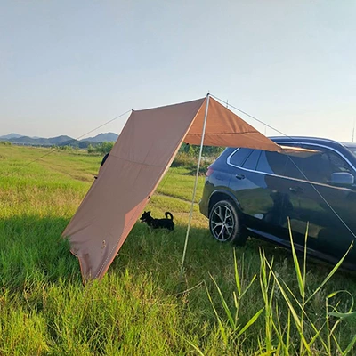 Car Canopy Silver-coated Car Side Tent Outdoor Camping Car Tail SUV Side Awning 5-8 People Awning (Avtomobil dam çadırları) - khaki-300150cm-including-accessories