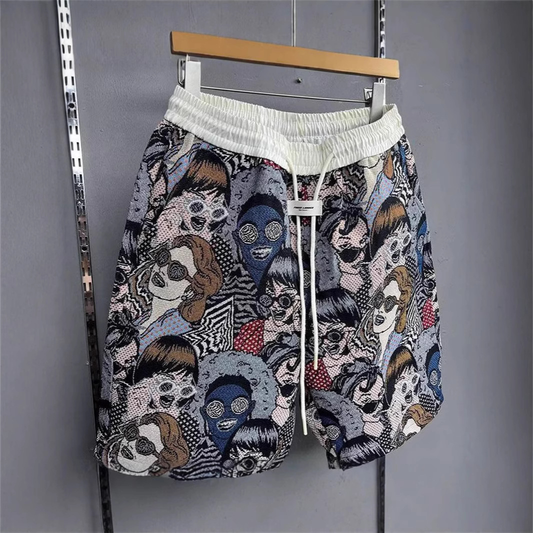 Summer New High-End Trendy Brand Printed Casual Shorts for Men and Women, Fashionable Loose and Versatile Breathable Sports Pants
