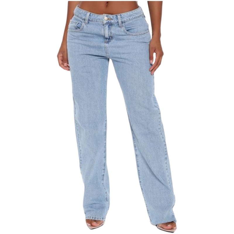 Jeans de Pierna Recta de Color Claro, Estilo Europeo y Americano, para Comercio Exterior Transfronterizo en AliExpress y EBAY
